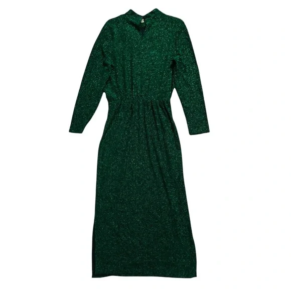 Y.A.S. NWT Green Glitter Long Sleeve Ruched Front Midi Dress XXL - Picture 9 of 16